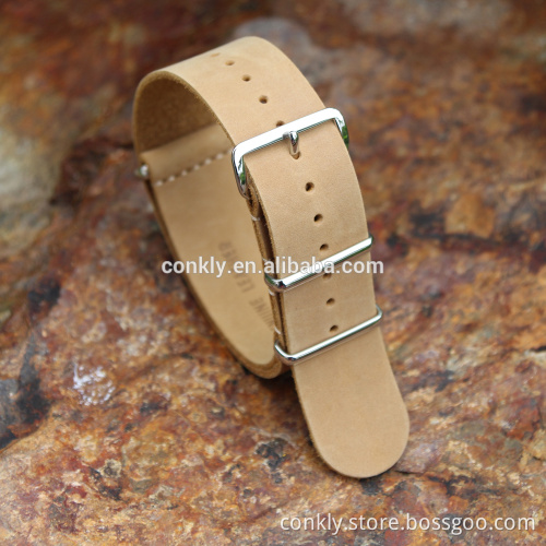 wholesales genuine leather nato straps with 304L SS hardware CONKLY